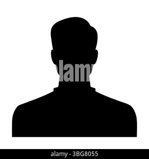 Mann Silhouette schwarz auf weiß. Einfache Vektor-Person-Brustform. Stock Vektor
