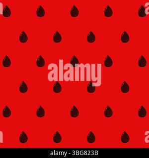 Wassermelone in den Samen und roter Hintergrund, einfacher Sommerdruck. Ein Stück Obst, süßes Dessert-Retro-Design. Saftiger Sommer tropisch. Vektorabbildung Stock Vektor
