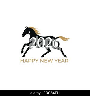 Frohes Neues Jahr 2026 . Das Jahr des Pferdes Stock Vektor
