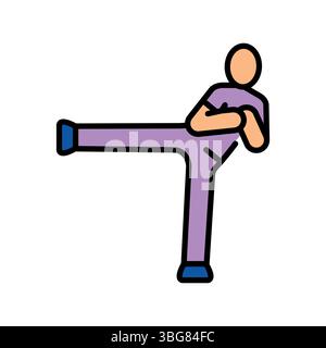 Beintraining mit Farblinien für digitale und gedruckte Projekte. Minimale bereinigte Symbole für Apps und Websites. Moderne, einfache Symbole für UI UX und Branding Stock Vektor