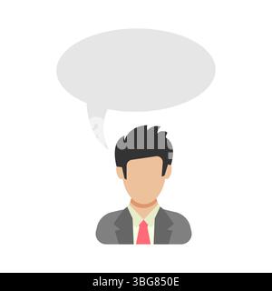 Monolog. Geschäftsmann sagt. Mann im Business-Anzug mit Sprechblase. People-Symbol im flachen Stil. Vektorabbildung Stock Vektor