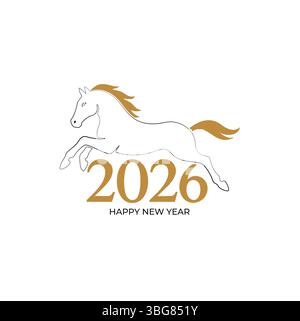 Frohes Neues Jahr 2026 . Das Jahr des Pferdes Stock Vektor