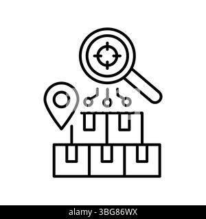 Schwarzes Symbol für KI-Paketverfolgung für digitale und gedruckte Projekte. Minimale bereinigte Symbole für Apps und Websites. Moderne, einfache Symbole für UI UX und Kleie Stock Vektor