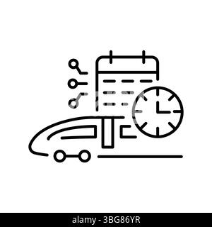 KI verbessertes Black Line-Symbol für Bahnfahrpläne für digitale und gedruckte Projekte. Minimale bereinigte Symbole für Apps und Websites. Moderne, einfache Symbole für die Benutzeroberfläche Stock Vektor