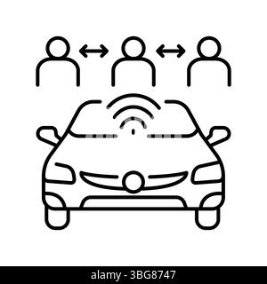 Schwarzes Symbol für AI-Fahrgemeinschaften für digitale und gedruckte Projekte. Minimale bereinigte Symbole für Apps und Websites. Moderne, einfache Symbole für UI UX und Branding Stock Vektor