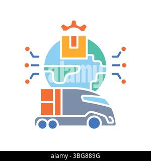 Farb-Flachbild-Symbol für Supply Chain-Effizienz für Digital- und Druckprojekte. Minimale bereinigte Symbole für Apps und Websites. Moderne einfache Symbole für UI UX und Stock Vektor