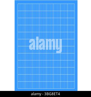 Blauer Rasterhintergrund. Gitterlinie Papier Drahtmodellmuster texturiert. Karierte Rohschablone für Schneidematte, Büro-Arbeitsnotizbuch. Flacher STYLE. Stockfoto
