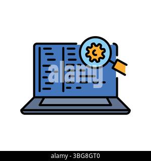 Codebase Analysetools Farbliniensymbol für digitale und gedruckte Projekte. Minimale bereinigte Symbole für Apps und Websites. Moderne einfache Symbole für UI UX und Stock Vektor