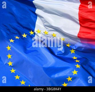 Frankreich, Mitgliedstaat der Europäischen Union, mit Flaggen dargestellt Stockfoto