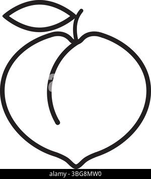 Symbol für dünne Linie des Pfirsichvektors Stock Vektor