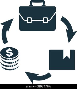 Unternehmen tauschen Waren gegen Geld in einer Kreislaufwirtschaft aus, die Nachhaltigkeit und Ressourceneffizienz fördert Stock Vektor
