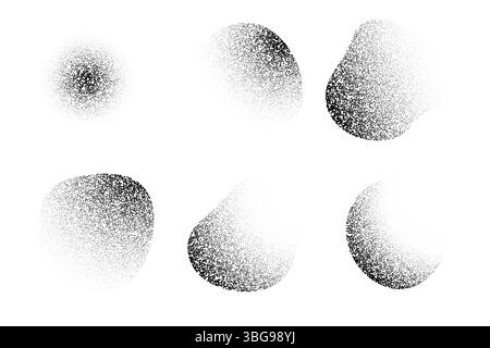 Organische flüssige Form mit Rauschen- und Rastereffekt, monochromer moderner Farbverlauf auf weißem Hintergrund. Stock Vektor