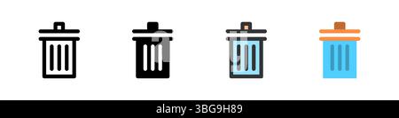 Symbolgruppe zum Löschen. Geeignet für Apps, Dateiverwaltung oder UI-Design. Stock Vektor
