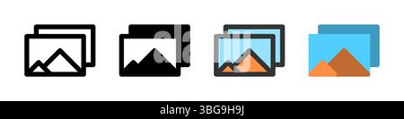 Symbolgruppe für Galerie. Perfekt für Foto-Apps oder Medienverwaltungstools. Stock Vektor