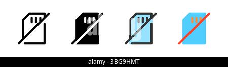 Symbolsatz für SIM-Karte nicht erkannt. Ideal für Telefonie-Apps oder Fehler-UI. Stock Vektor