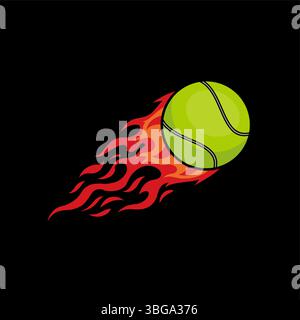 Flammender Tennisball-Sport-Illustration Stock Vektor