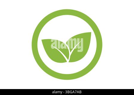 Umweltfreundliches Produktlogo, Kreis mit Blättern, organisches Symbol, Vektordesign, Natur, grün, frisch Stock Vektor
