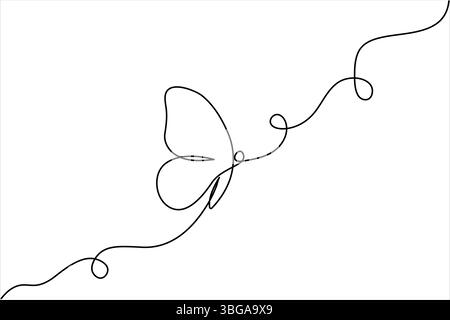 Durchgehende Linie Schmetterling Zeichnung einfache minimale Vektorgrafik Stock Vektor