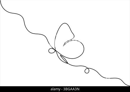Durchgehende Linie Schmetterling Zeichnung einfache minimale Vektorgrafik Stock Vektor