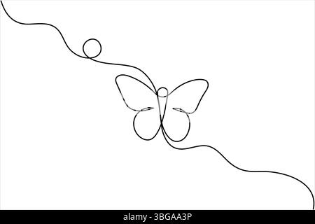 Durchgehende Linie Schmetterling Zeichnung einfache minimale Vektorgrafik Stock Vektor
