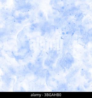Nahtloses abstraktes Aquarellmuster mit weichen blauen Texturen und fließenden Pinselstrichen. Handgemalter Hintergrund für die Einrichtung im Kinderzimmer, Spa-Branding Stockfoto