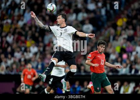München, Deutschland. Juni 2025. Robin Koch (Deutschland) während des Halbfinalspiels der UEFA Nations League zwischen Deutschland und Portugal in der Allianz Arena München am 4. Juni 2025. Foto Goal Pix/Alamy Live News Stockfoto