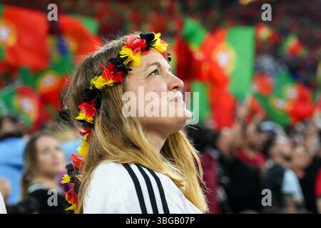 München, Deutschland. Juni 2025. Fans Deutschlands beim Halbfinalspiel der UEFA Nations League zwischen Deutschland und Portugal in der Allianz Arena München Deutschland am 4. Juni 2025. Foto Goal Pix/Alamy Live News Stockfoto