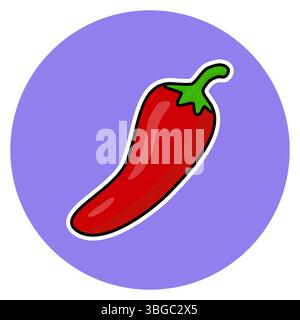 Ein würziges und lebendiges rotes Chili-Pfeffer-Symbol mit Stiel, perfekt für Speisen, Kochen und Rezepte. Stock Vektor