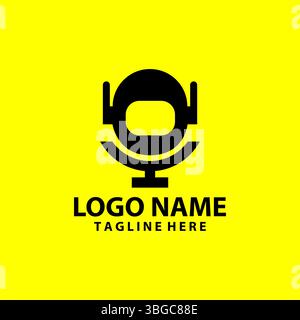 Roboter-Podcast-Logo-Design-Vektor Stock Vektor