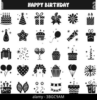 Set mit Geburtstagssymbolen Stock Vektor
