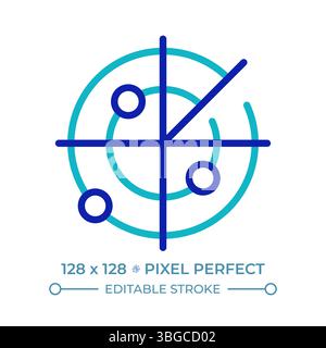 Marineradar Pixel Perfect Symbol mit zwei Farblinien Stock Vektor