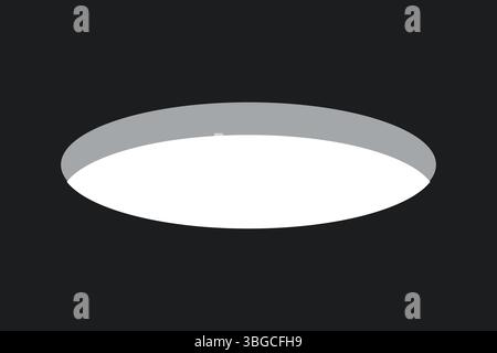 Golffeld Loch für Ball. Kaninchen- oder Maus-Rundloch im Boden. 3D-perspektivisches Kreissymbol. Vektorillustration isoliert auf schwarzem Hintergrund Stock Vektor