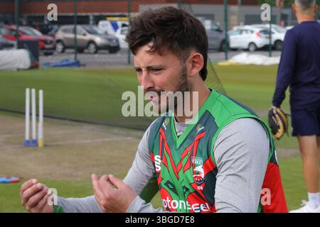 United Kingdom, Manchester, Emirates Old Trafford, 4. Juni 2025, während des Spiels Vitality Blast T20 zwischen Lancashire Lightning und Leicestershire Foxes im Emirates Old Trafford Manchester, 4. Juni 2025 Stockfoto
