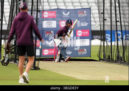 Englands Ben Duckett während einer Netzsitzung am Seat Unique Riverside, Chester-le-Street. Bilddatum: Donnerstag, 5. Juni 2025. Stockfoto