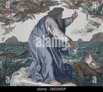 Altes Testament. Der fünfte Tag der Schöpfung. Genesis. Illustration von J. Schnorr von Carolsfeld. "Die Bilderbibel", 1852-60. Stockfoto