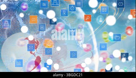 Bild von Mediensymbolen auf der ganzen Welt Stockfoto