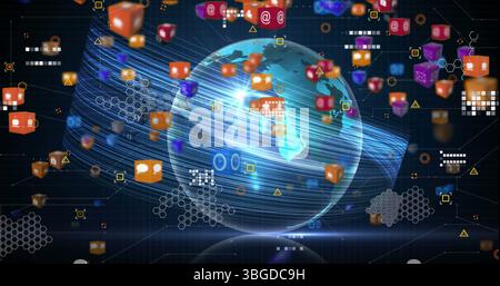 Bild von Mediensymbolen auf der ganzen Welt Stockfoto