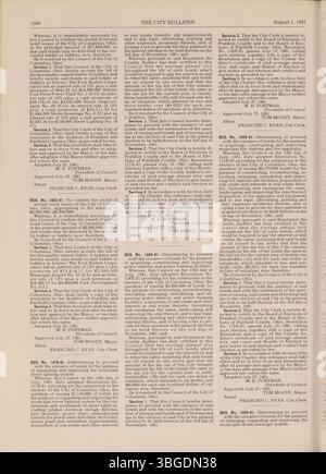 1981 Columbus City Bulletin Teil 2 enthält Aufzeichnungen über Beschlüsse des stadtrates, Maßnahmen im öffentlichen Dienst, Ausschreibungen und erlassene Verordnungen. Stockfoto