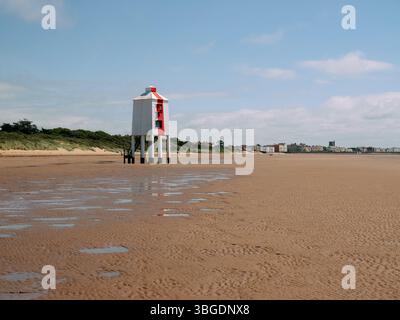 Burnham-on-Sea Low Lighthouse bei Ebbe an der Severn Mündung, Somerset England, Großbritannien Stockfoto