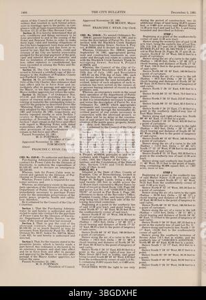In diesem Abschnitt des Columbus City Bulletins von 1981 Teil 2 werden die Beratungen des stadtrates, Notizen zum öffentlichen Dienst, Ausschreibungen und Vorschläge sowie Berichte über die Stadtverwaltung beschrieben. Stockfoto