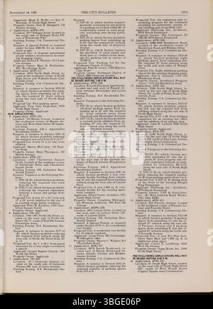 Das Columbus City Bulletin 1981, Teil 2, enthält die Arbeiten des Stadtrates, Ausschreibungen, Vorschläge, Verordnungen, Beschlüsse, und Updates des öffentlichen Dienstes zusammen mit Berichten des Stadtministeriums. Stockfoto