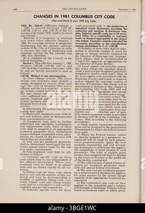Das Columbus City Bulletin Teil 2 von 1981 enthält offizielle Aufzeichnungen des stadtrates, einschließlich Verordnungen, Beschlüsse, Aktualisierungen des öffentlichen Dienstes, Ausschreibungsanzeigen, und Departmentaktionen für die Stadt. Stockfoto