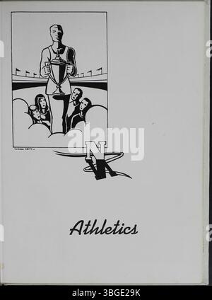 Das Jahrbuch der North High School 1942 mit dem Titel „The Memory Book“ beleuchtet die reiche Geschichte der Schule. North High, ursprünglich an der 100 West 4th Avenue gelegen, wurde von Frank L. Packard entworfen und 1893 eröffnet. Das Gebäude, ein großes Gebäude aus dem romanischen Revival, wurde 1924 durch eine neuere Einrichtung an der 100 East Arcadia Avenue in Clintonville ersetzt. Die Schule wurde 1979 geschlossen, aber 2012 als Columbus International High School wieder eröffnet. Stockfoto