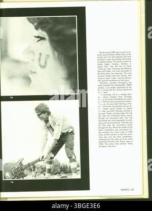 Das Jahrbuch „Delhi“ 1983 von der Rutherford B. Hayes High School in Delaware, Ohio, bietet einen umfassenden Überblick über die Aktivitäten der Schule und ihre Gemeinschaft. Die High School, benannt nach Präsident Rutherford B. Hayes, ist Teil des Delaware City School District und beherbergt das Pacer Maskottchen, eine Hommage an die Little Brown Jug Football Rivalität. Stockfoto