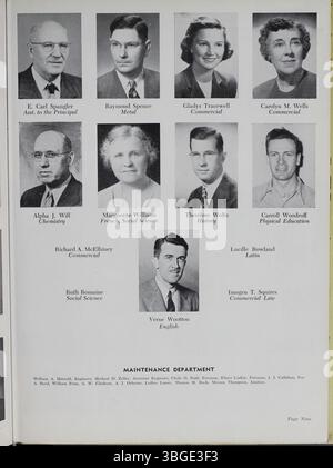 Das 1953 erschienene Jahrbuch Memory Book dokumentiert die Geschichte der North High School in Columbus, Ohio, von der Eröffnung im Jahr 1893 bis zu ihrer Schließung im Jahr 1979. Das ursprüngliche Gebäude im romanischen Stil, entworfen von Frank L. Packard, wurde 1924 durch ein neues Gebäude an der 100 East Arcadia Avenue ersetzt. Die Schule wurde 2012 als Columbus International High School wiedereröffnet. Stockfoto