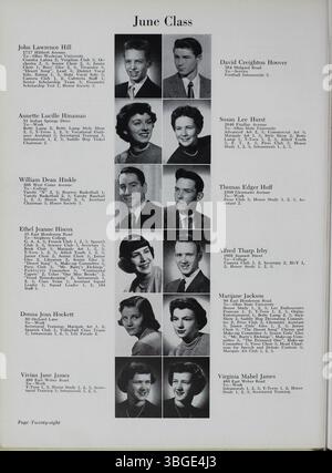 Die Ausgabe 1953 des Memory Book der North High School dokumentiert das Erbe der Institution in Columbus, Ohio. Ursprünglich 1893 erbaut und 1924 umgebaut, war die Schule bis 1979 in Betrieb. Sie wurde 2012 als Columbus International High School wiedereröffnet. Stockfoto