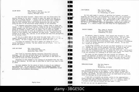 Das Heft des 50. Klassentreffens der North High School aus dem Jahr 1982 enthält Fotos und Briefe aus der Klasse von 1932. Es reflektiert die Anfänge der Schule, wobei das ursprüngliche Gebäude 1893 errichtet wurde. Die Schule zog 1924 an einen neuen Standort in der 100 East Arcadia Avenue. Sie wurde 1979 geschlossen und 2012 als Columbus International High School wieder eröffnet. Stockfoto