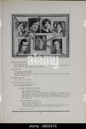 Das Jahrbuch 1929 der North High School, „The Polaris Annual“, beleuchtet die Entwicklung der Schule von der Gründung 1893 durch Charles D. Everett bis zum Ersatzgebäude 1924. Es erinnert auch an die Auswirkungen der Schule auf die Gemeinschaft und ihre spätere Umwandlung in die Columbus International High School. Stockfoto