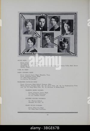 Das Jahrbuch der North High School 1929, The Polaris Annual, erinnert an das Erbe des Prinzips Charles D. Everett, der seit 1893 über 35 Jahre lang diente. Die ursprüngliche Schule, ein romanischer Entwurf von Frank L. Packard, stand an der 100 West 4th Avenue. 1924 ersetzte es ein neueres Gebäude an der 100 East Arcadia Avenue. Die Schule schloss 1979, wurde aber 2012 als Columbus International High School wieder eröffnet, was die Bildungsentwicklung der Stadt widerspiegelte. Stockfoto