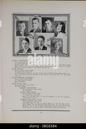 Die Ausgabe 1929 des Polaris Annual erinnert an die Gründung der North High School im Jahr 1893, ihre architektonische Entwicklung und ihre Umwandlung in die Columbus International High School nach ihrer Schließung im Jahr 1979. Das Jahrbuch hebt die historische Bedeutung der Schule für die Kolumbus-Bildung hervor. Stockfoto